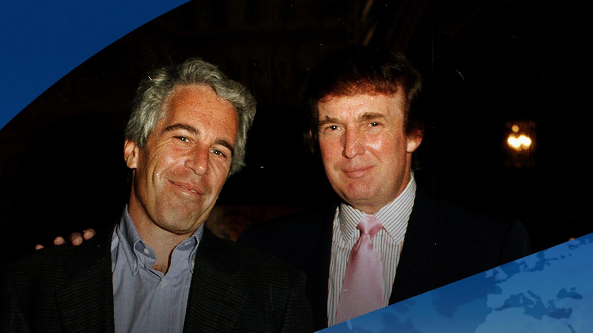 Epstein und Trump lächeln in die Kamera. | Getty