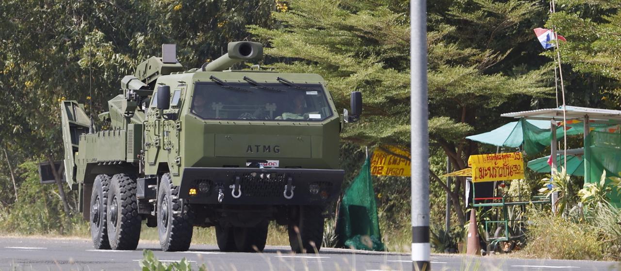 Ein Militärfahrzeug in Thailand.
