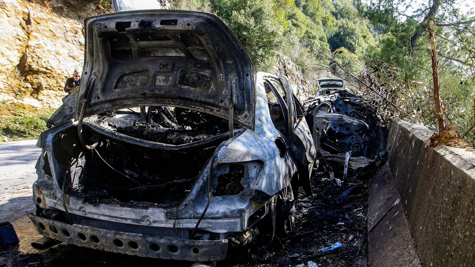 Ausgebrannte Autos im Südlibanon | AFP