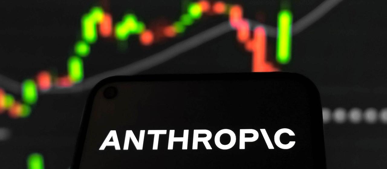 Das Logo von Anthropic auf einem Smartphone-Bildschirm.