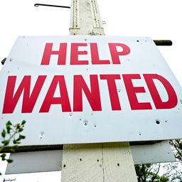 Schild in den USA mit der Aufschrift "Help Wanted"