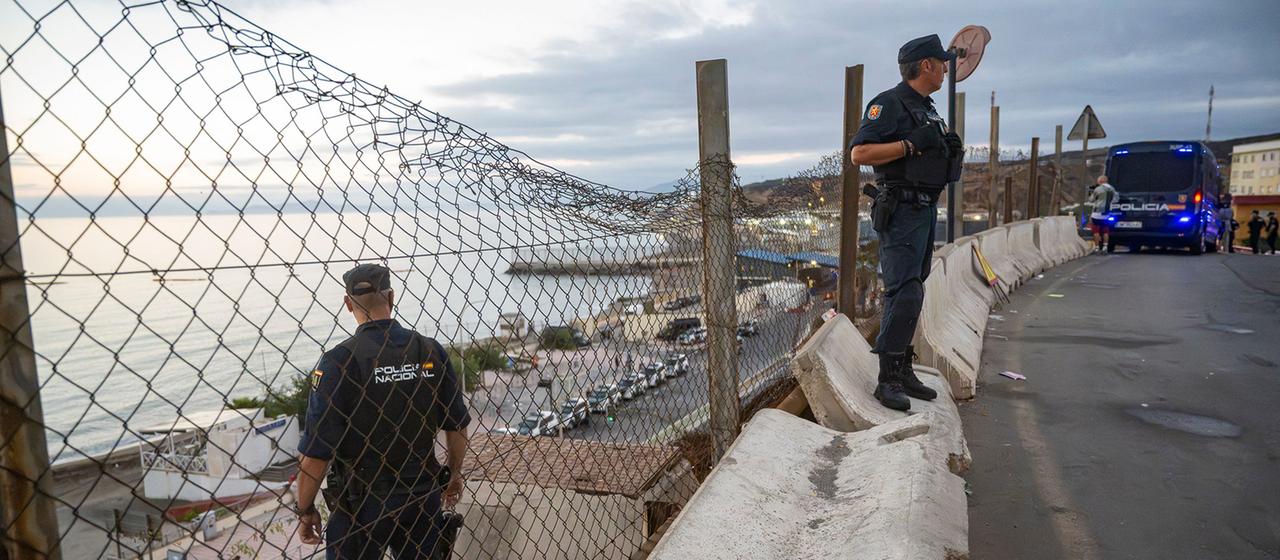 Grenze in der spanischen Exklave Ceuta
