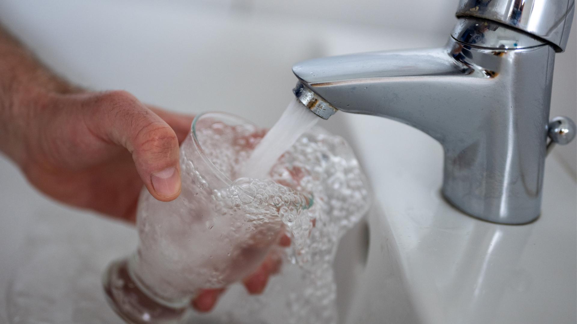 Jemand befüllt ein Glas mit Wasser aus dem Hahn | dpa / Monika Skolimowska