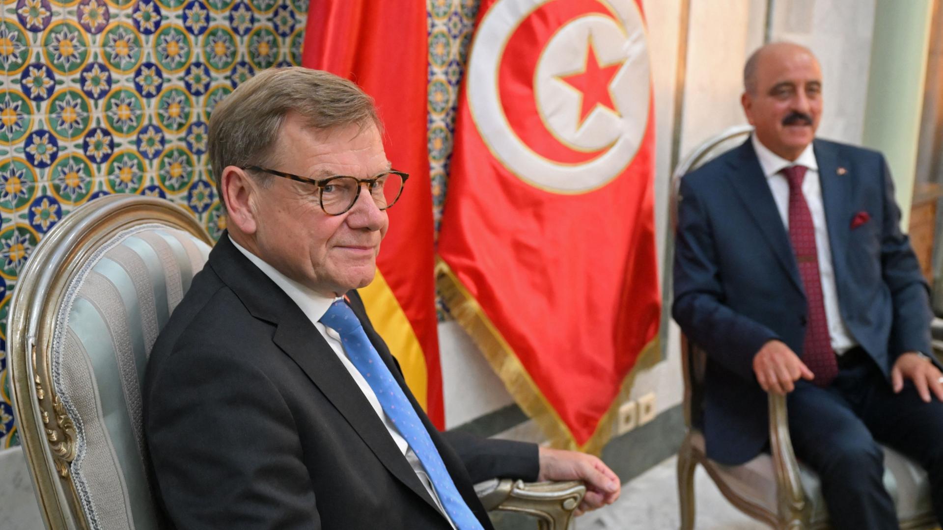 Johann Wadephul trifft Mohamed Nafti, Außenminister von Tunesien. | Michael Brandt/dpa