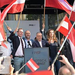 Herbert Kickl und Harald Vilimsky bei einer Wahlkampfveranstaltung in Wien. (Archivbild: 07.06.2024)