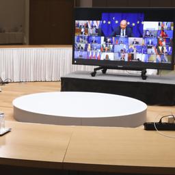 EU-Ratspräsident Charles Michel spricht beim virtuellen Gipfel mit den 27 Staats- und Regierungschefs.