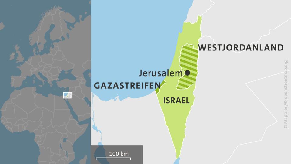 Mapa: Israel y Territorios Palestinos | ARD-aktuell Mapa: Israel y Territorios Palestinos
