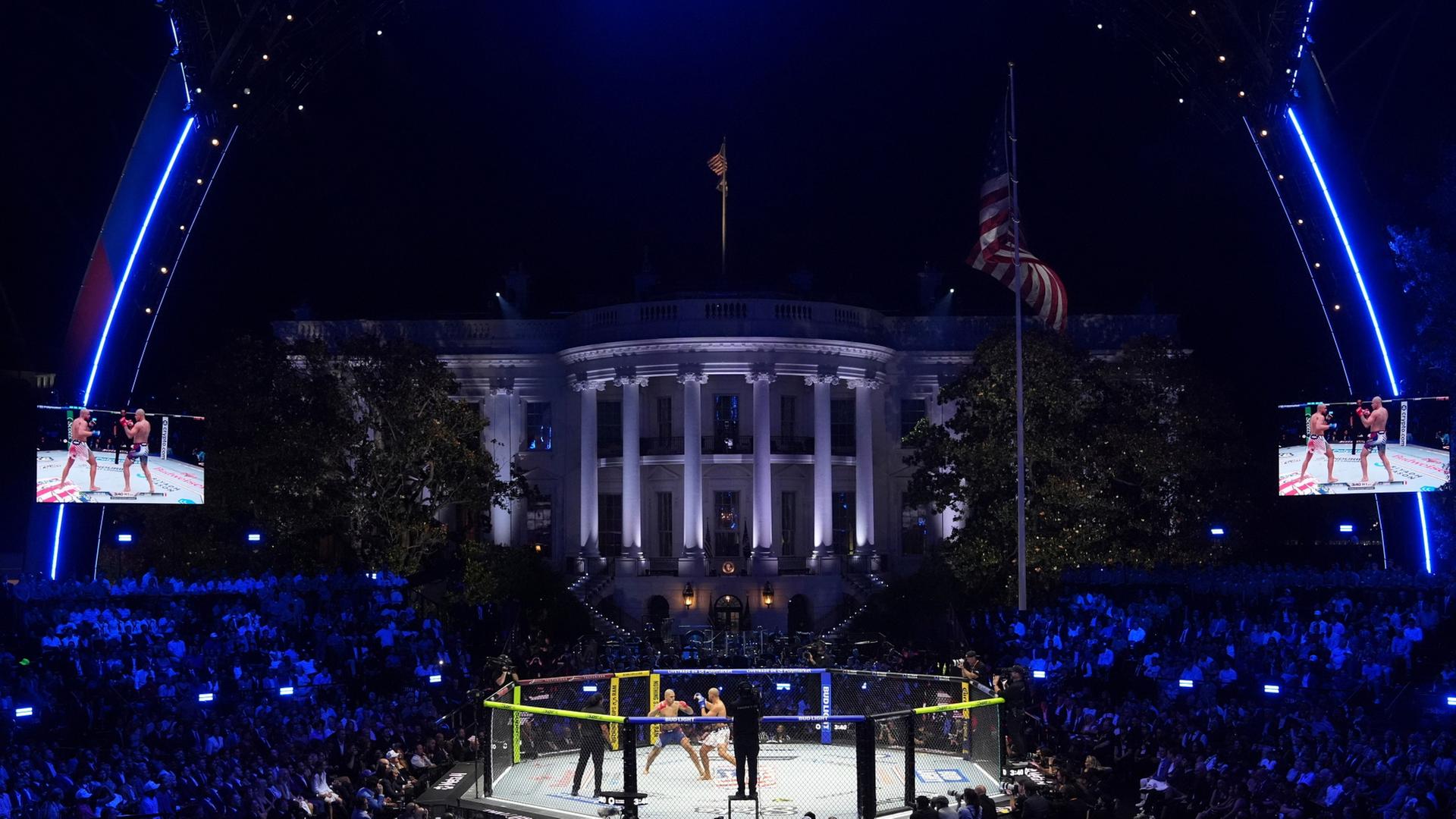 Kampf der UFC Freedom 250 auf dem South Lawn des Weißen Hauses in Wshington D.C. | AP Photo/Mark Schiefelbein