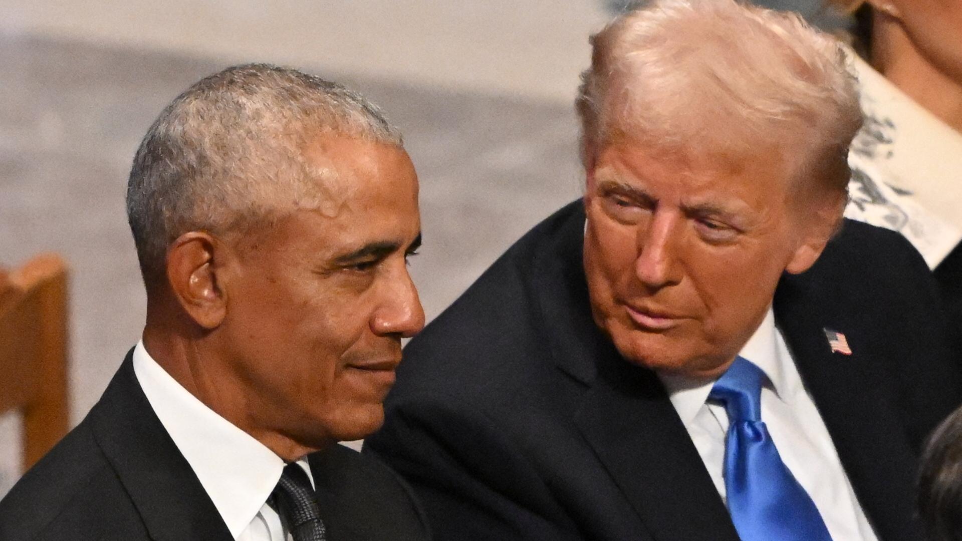 Barack Obama und Donald Trump bei der Trauerfeier des ehemaligen US-Vizepräsidenten Cheney. | AFP