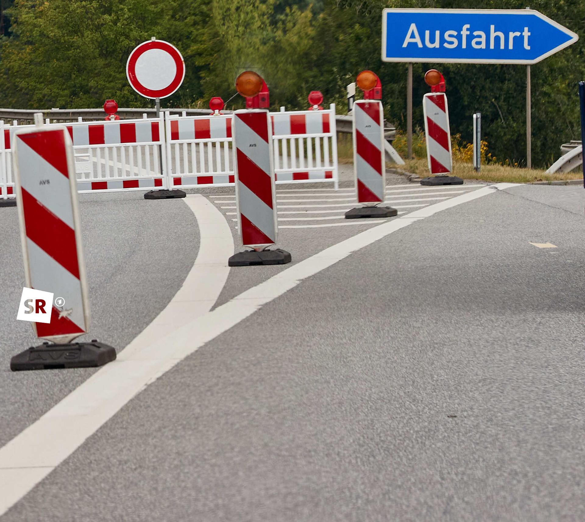 Sperrung auf einer Autobahn, Ausfahrt