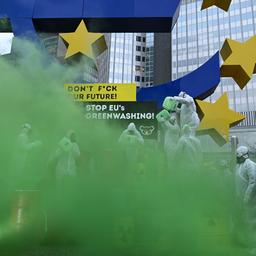 Aktivisten protestieren in Frankfurt am Main gegen die EU-Taxonomieeinstufung.