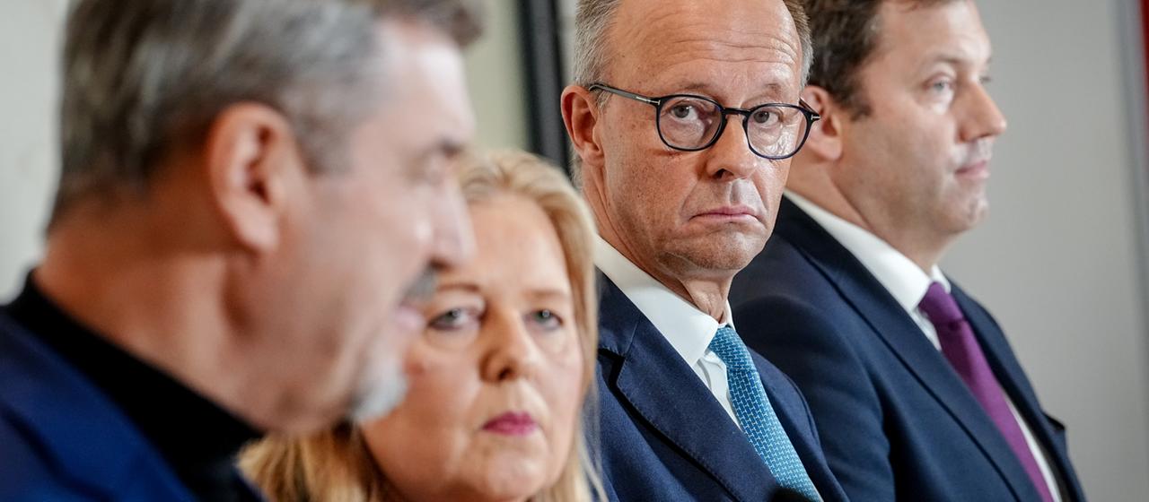 Markus Söder, Bärbel Bas, Friedrich Merz und Lars Klingbeil