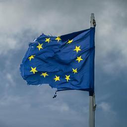 Beschädigte EU Fahne.