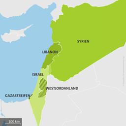 Karte: Israel, Syrien, Libanon und Gazastreifen