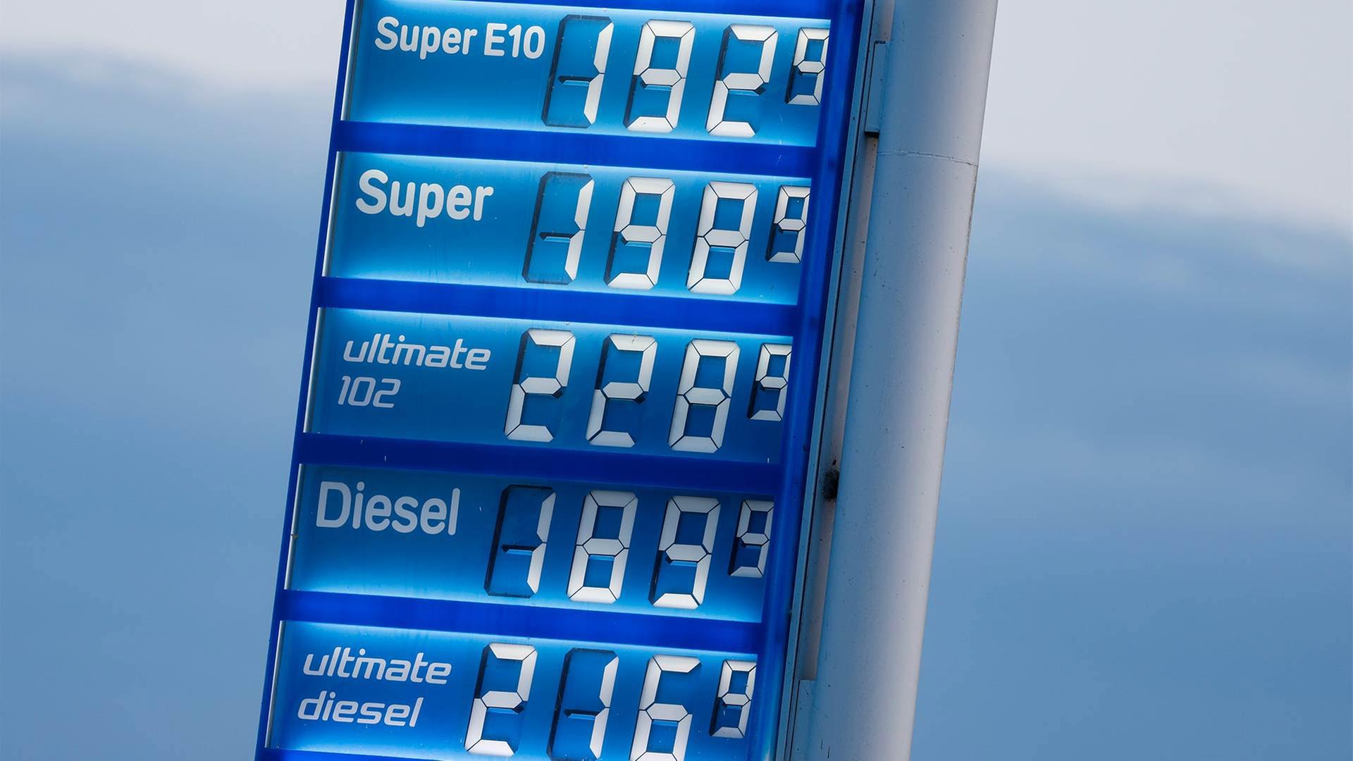 Preistafel einer Tankstelle. | picture alliance/dpa