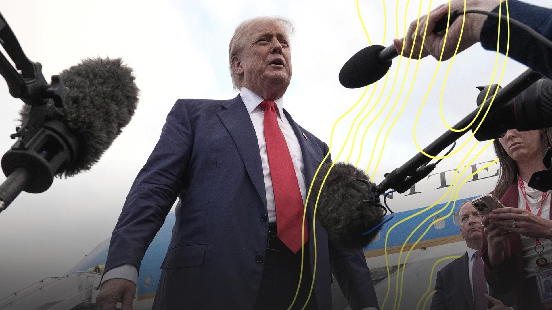 Donald Trump spricht zu Medienvertretern nach seiner Ankunft in Schottland. | picture alliance / ASSOCIATED PRESS, Jacquelyn Martin