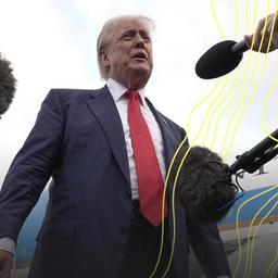 Donald Trump spricht zu Medienvertretern nach seiner Ankunft in Schottland.