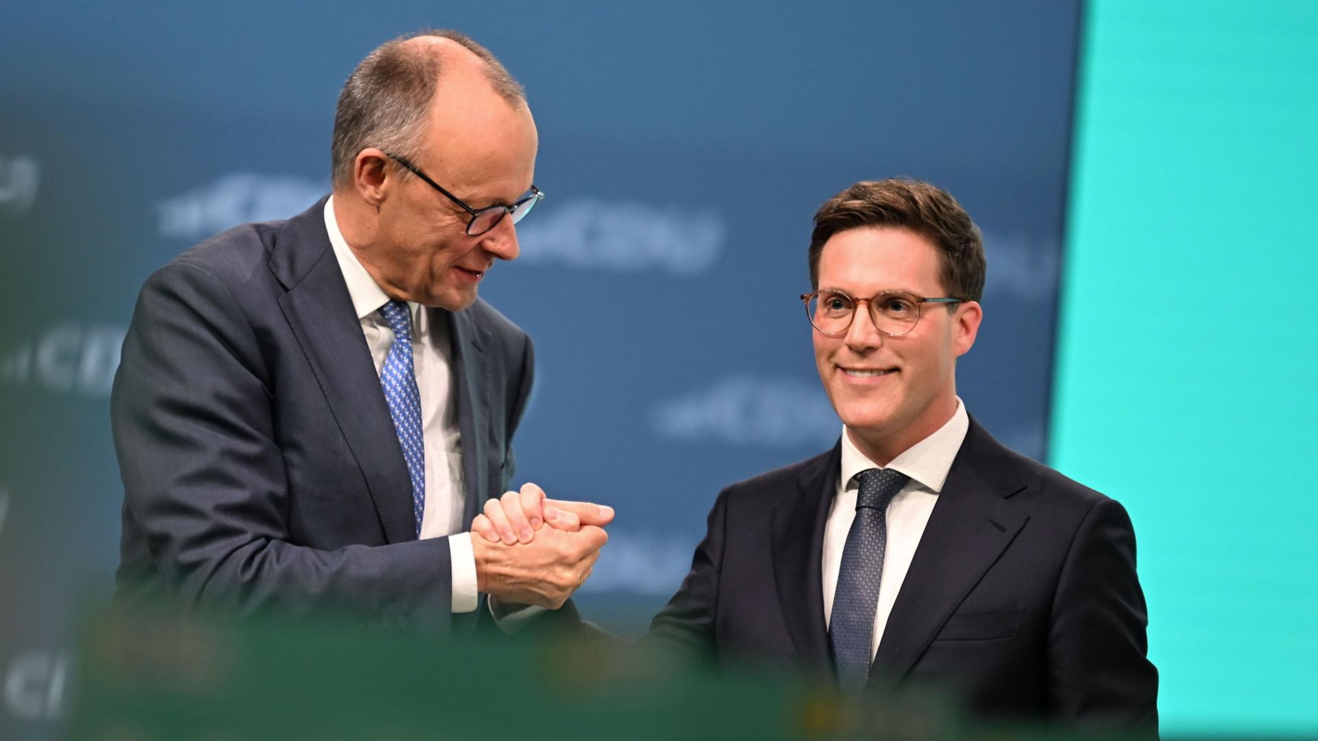 Friedrich Merz und Manuel Hagel | Katharina Kausche/dpa