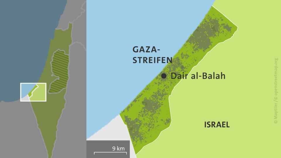 Zum ersten Mal rückt die israelische Armee in die Stadt Deir al-Balah vor. | ARD-aktuell Karte: Deir al-Balah, Gazastreifen