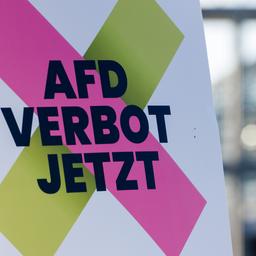 Schild mit der Forderung nach einem AfD-Verbot