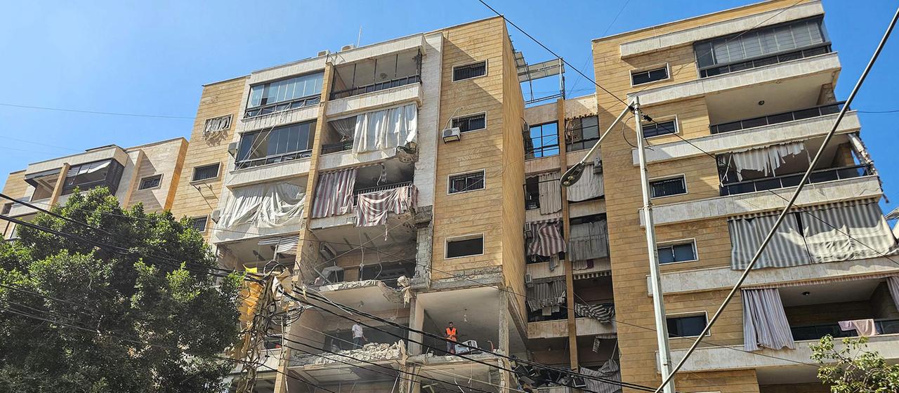 Schäden an einem Wohnhaus in den südlichen Vororten von Beirut.