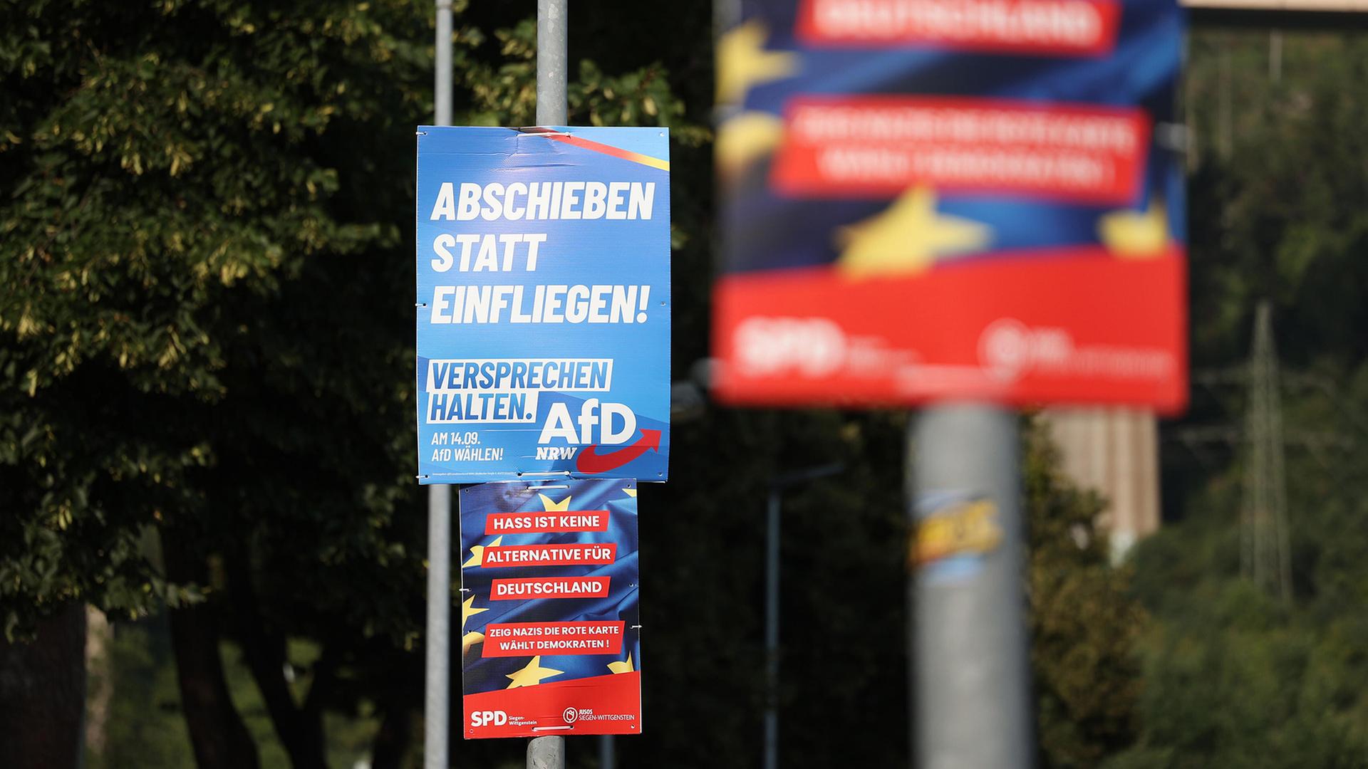 Wahlplakate  von der AfD zur Kommunalwahl am 14.09.2025 in Nordrhein Westfalen. | picture alliance / Rene Traut Fo
