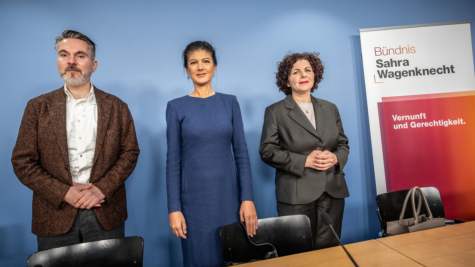 Fabio De Masi, Sarah Wagenknecht und Amira Mohamad Ali | dpa