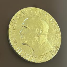 Ein Duplikat einer Friedensnobelpreis-Medaille.