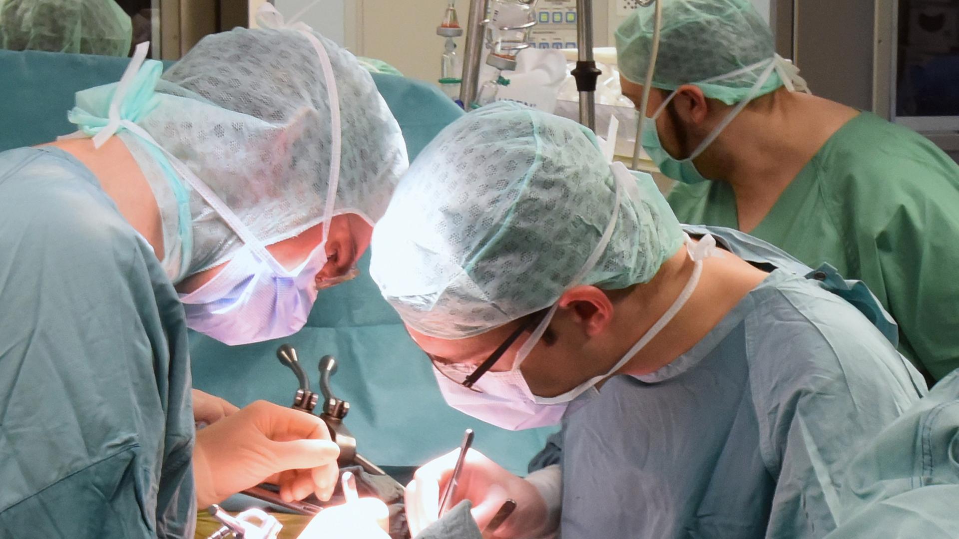 Im Transplantationszentrum am Universitätsklinikum Leipzig wird eine Niere beim Empfänger transplantiert. | dpa