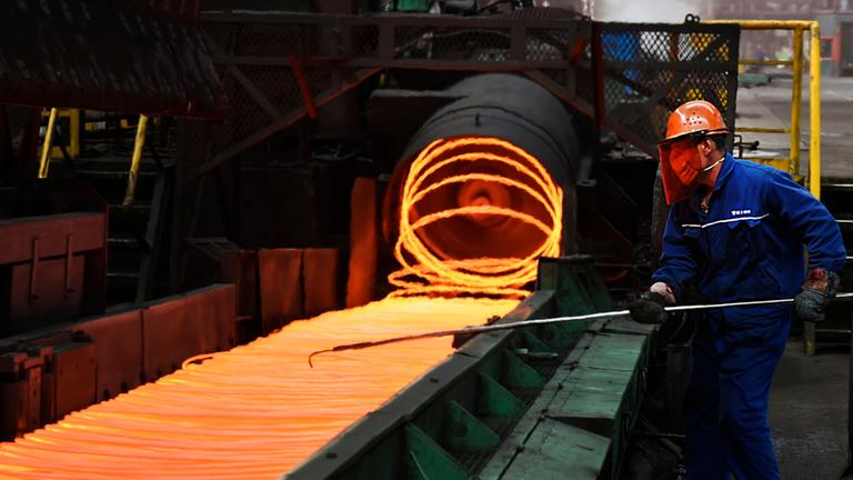 Stahlproduktion in Zouping, einer Stadt in Chinas östlichen Provinz Shangdong