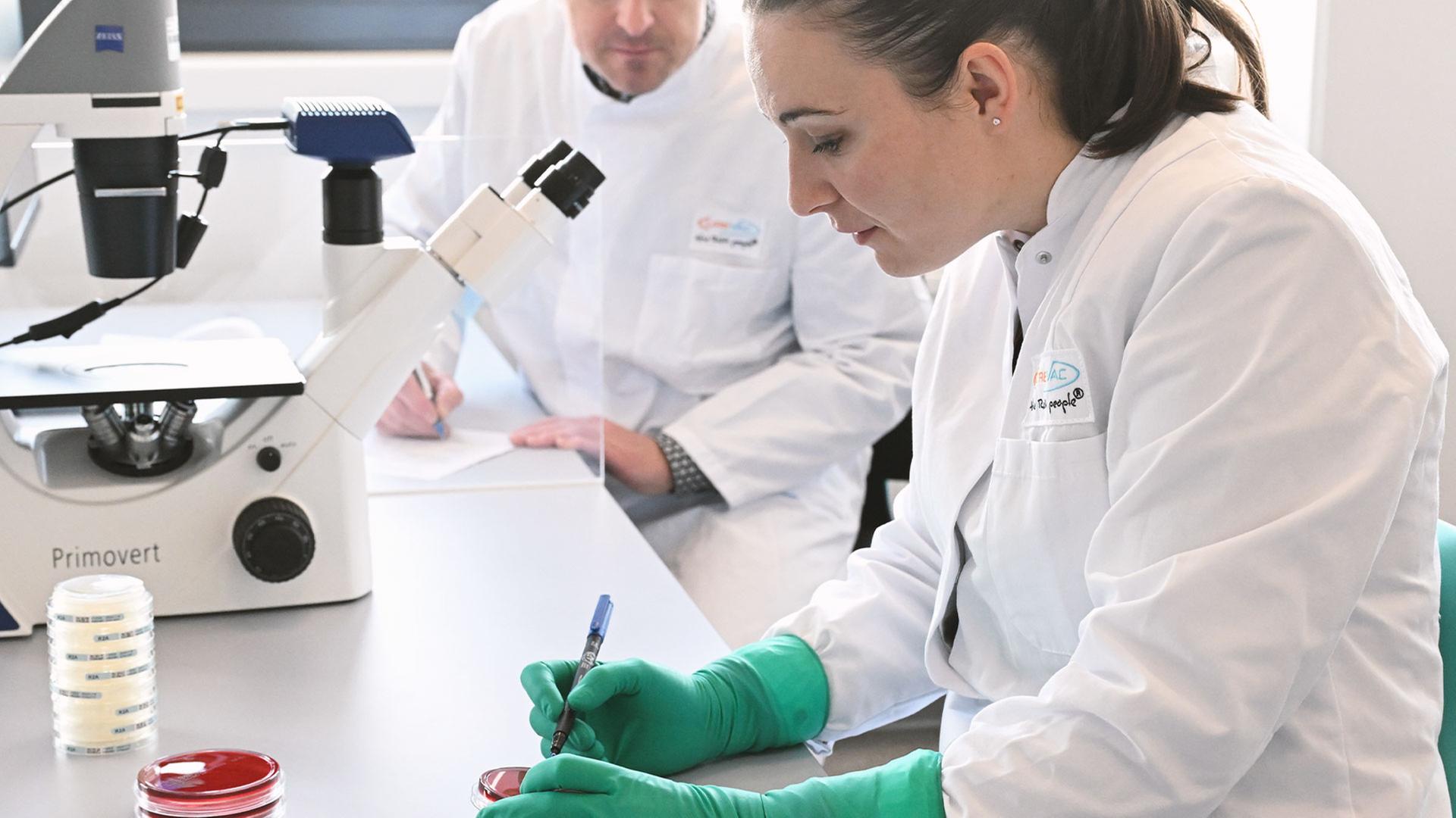 Mitarbeiter in einem Labor des biopharmazeutischen Unternehmens Curevac. | REUTERS