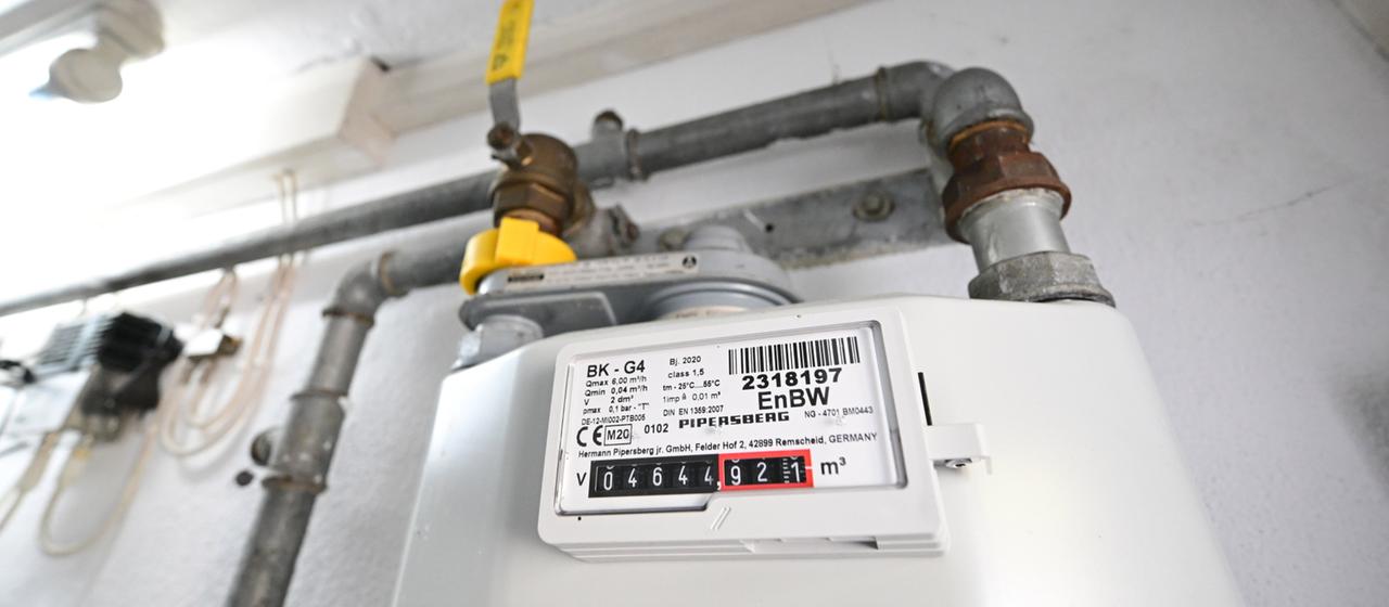Ein Gaszähler für eine Gasheizung in einem Privathaus. 
