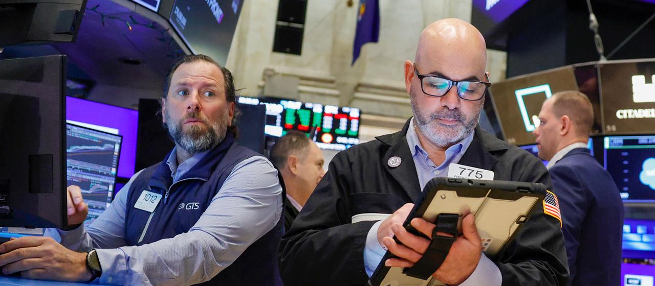 Börsenhändler auf dem Parkett der New Yorker Börse.