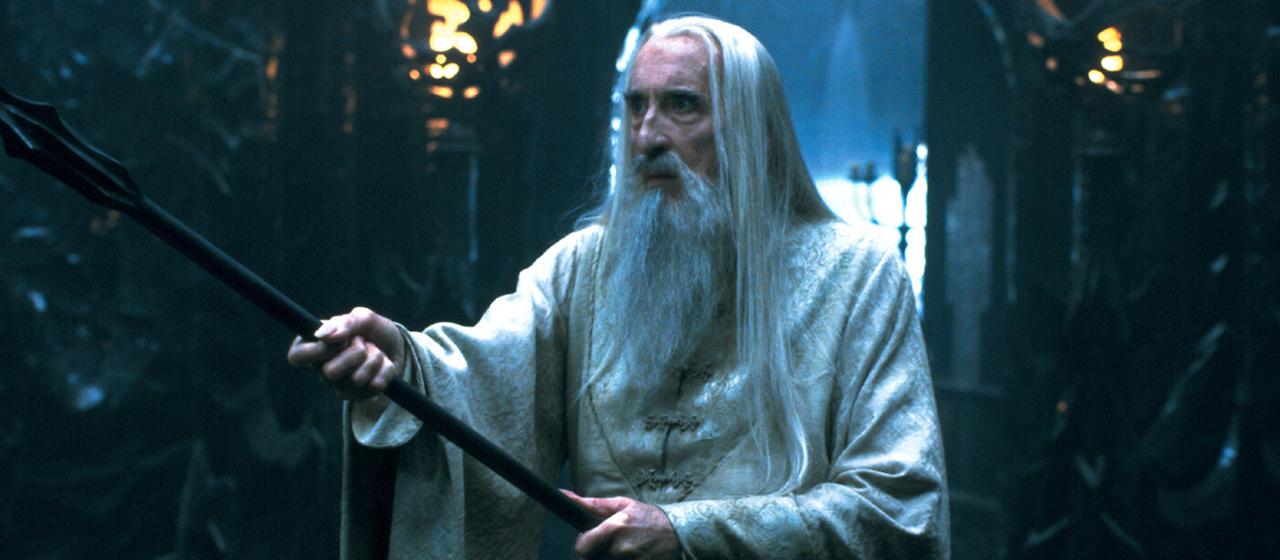 Christopher Lee in einer Szene des Films "Herr der Ringe".