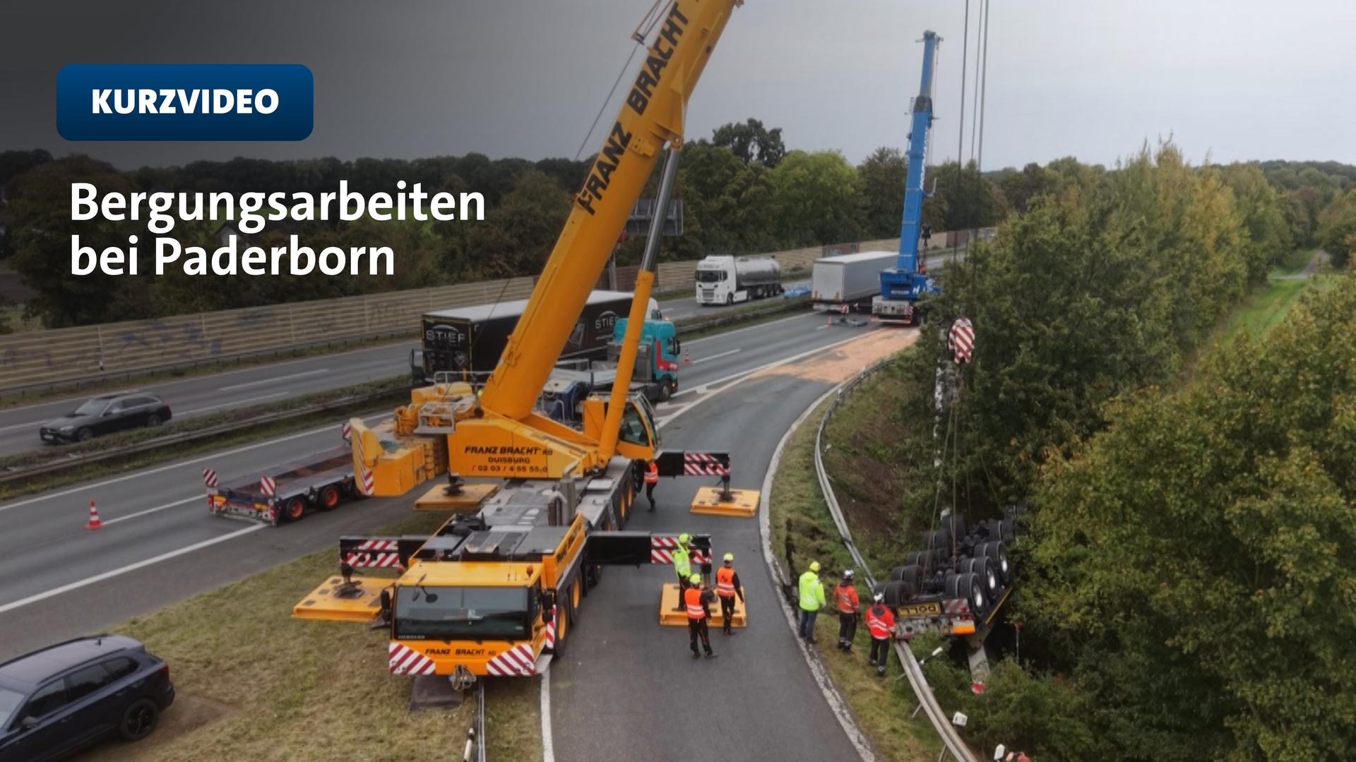 Bergung eines Schwertransporters auf der A33 bei Paderborn | TN | WDR