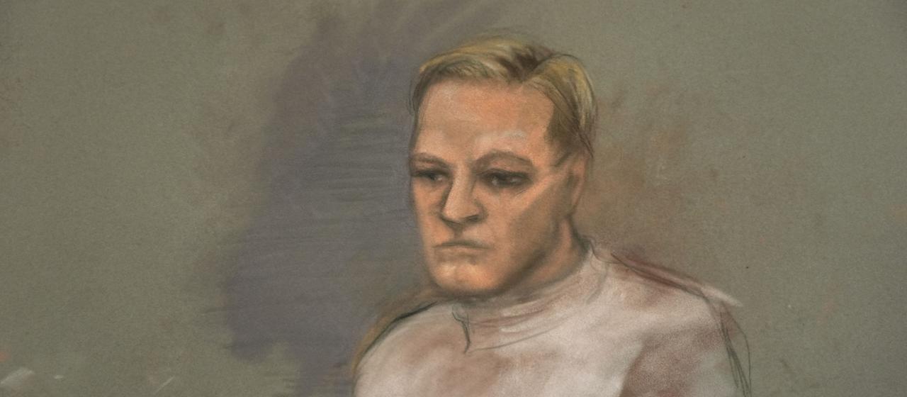 Eine Gerichtsskizze von Marius Borg Hoiby vom 3. Februar 2026.