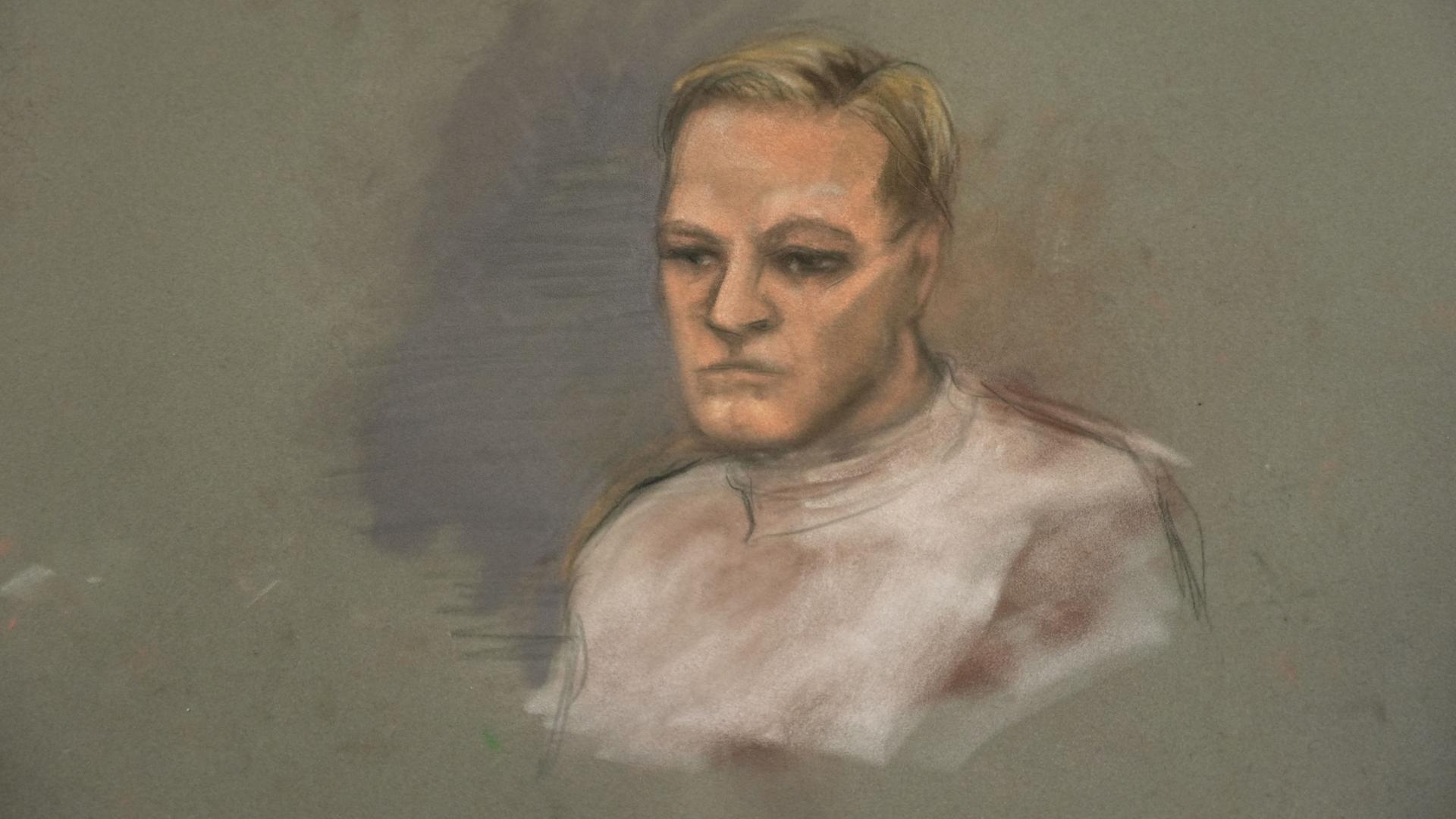 Eine Gerichtsskizze vom 3. Februar 2026 zeigt Marius Borg Høiby. | Ane Hem/NTB/dpa