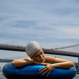 Die Skulptur Seren in New York vor der Brooklyn Bridge