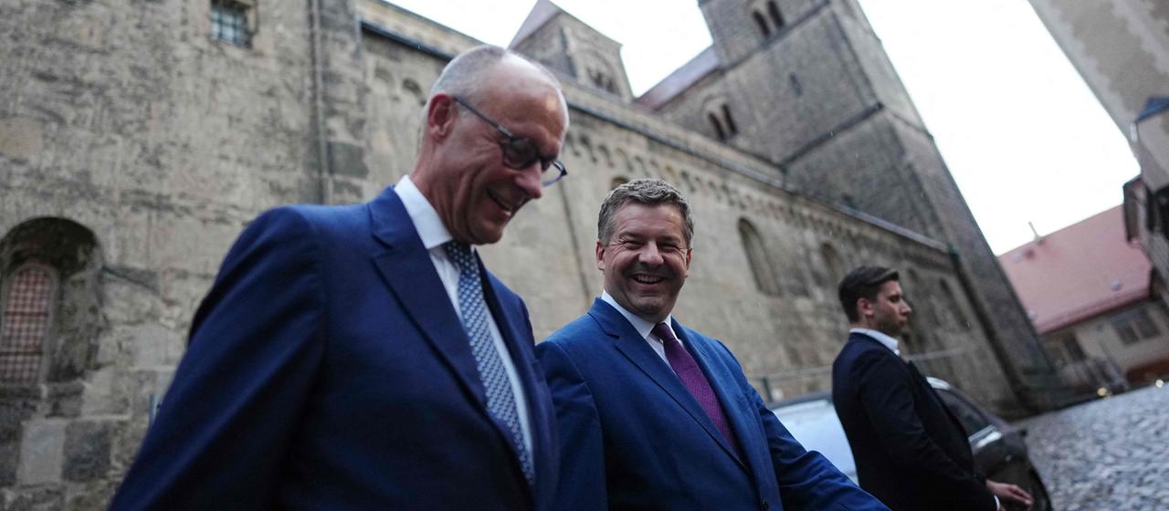Friedrich Merz und Sven Schulze in Quedlinburg