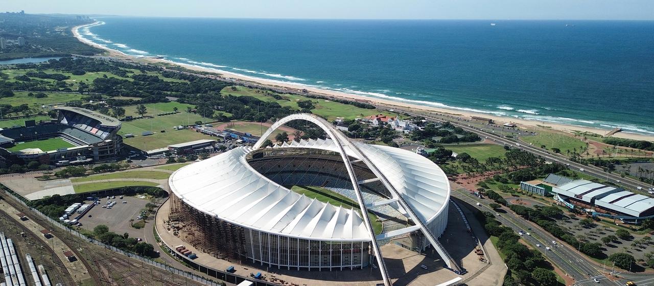 Blick auf das Moses-Mabhida-Stadium in Durban.