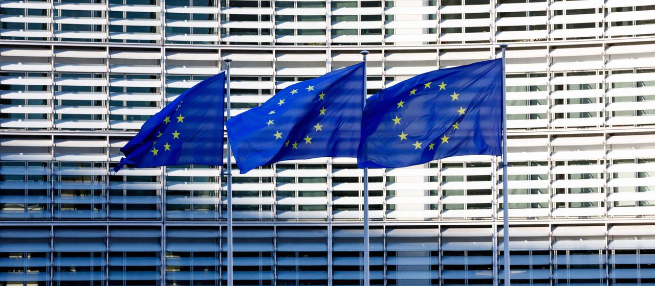 EU-Flaggen wehen in Brüssel.
