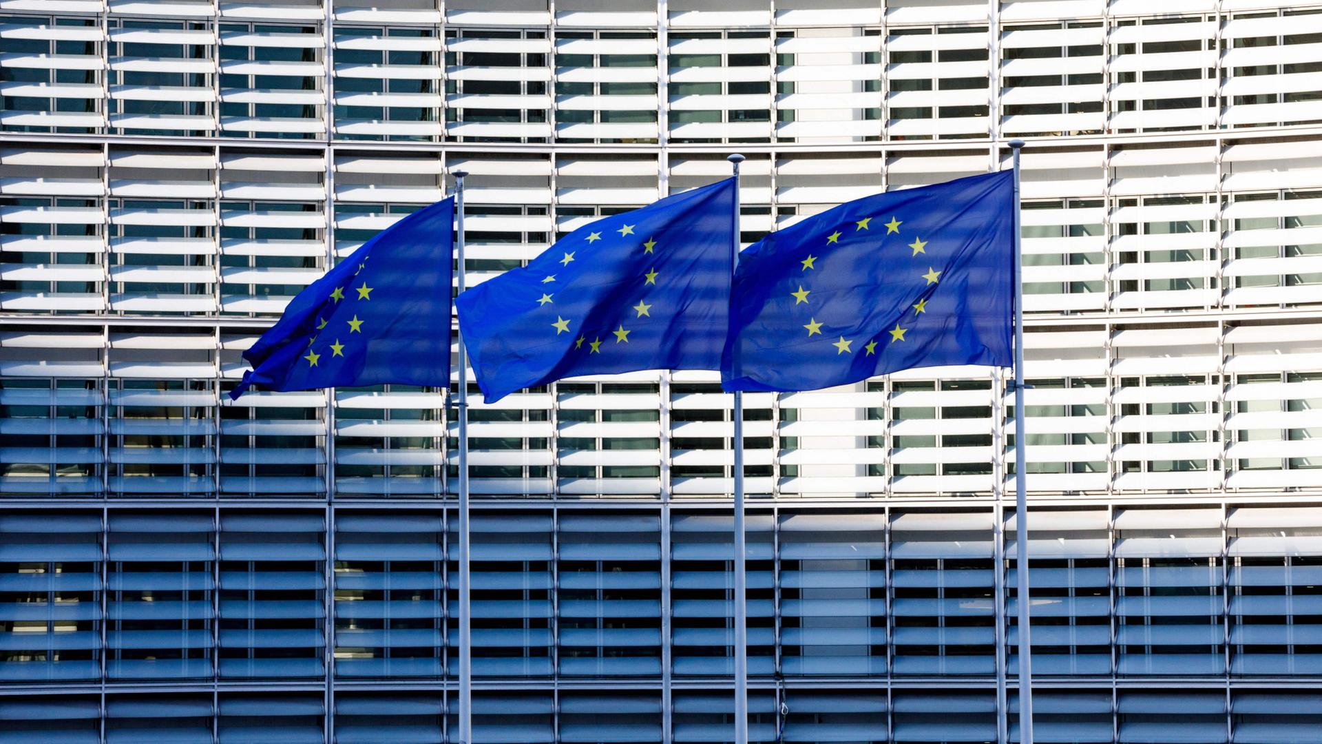 EU-Flaggen wehen in Brüssel. | AFP