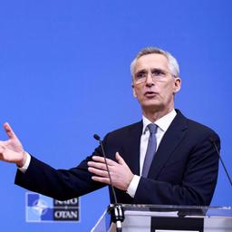 NATO-Generalsekretär Jens Stoltenberg spricht auf einer Pressekonferenz.