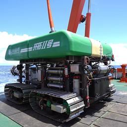 Das von der Shanghai Jiao Tong University entwickelte Tiefsee-Schwerlast-Bergbaufahrzeug "Pioneer II". 