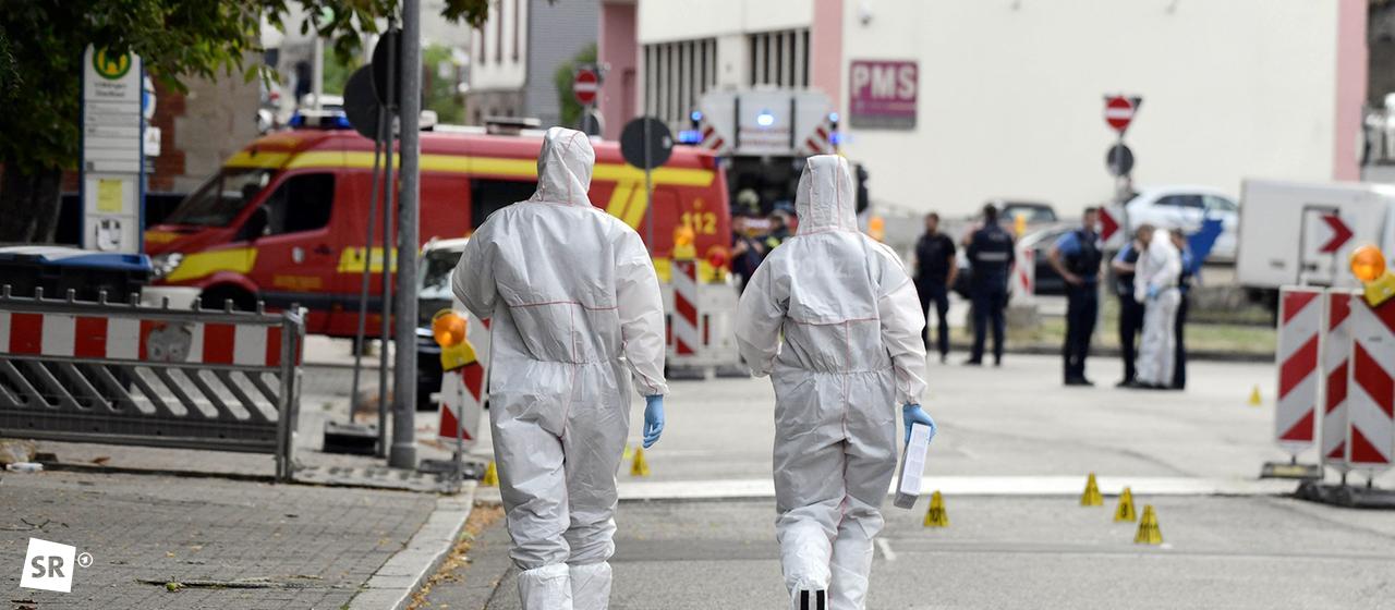 Tatort nach dem Tötungsdelikt an einem Polizisten in Völklingen, August 2025
