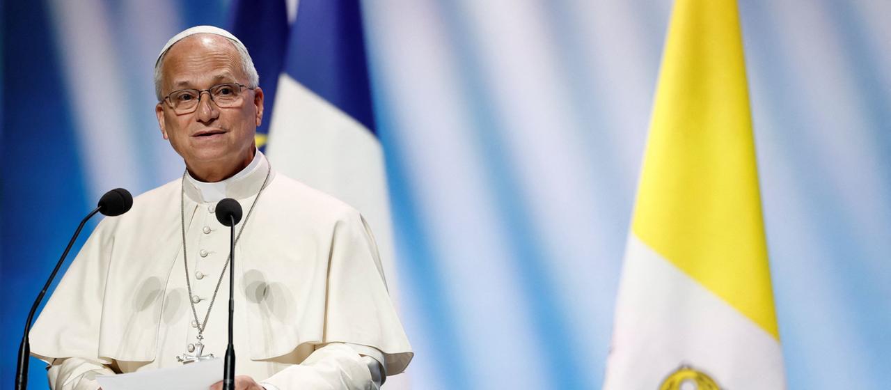 Papst Leo XIV. hält eine Rede anlässlich der Veranstaltung "An den Wurzeln Europas für Frieden und Einheit".