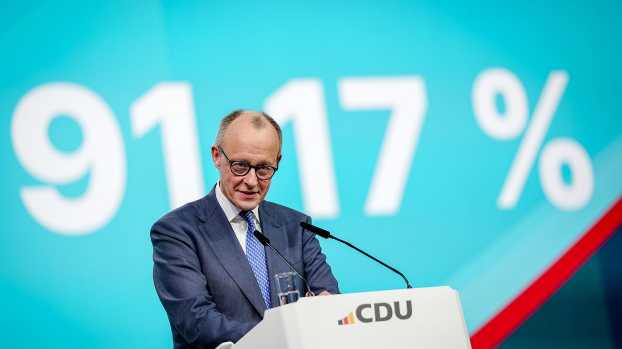 Merz mit 91,2 Prozent als CDU-Chef wiedergewählt