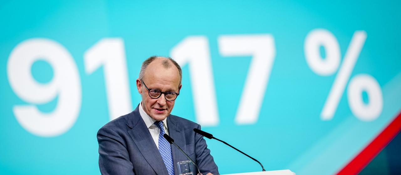 Friedrich Merz bei seiner Wiederwahl als CDU-Chef.