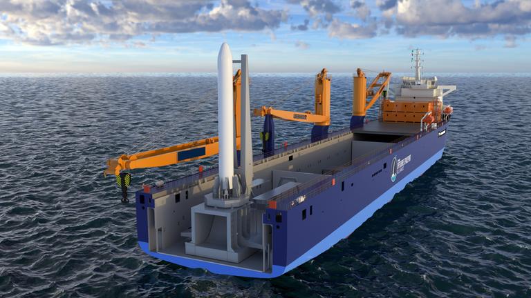 Animation eines Offshore-Raketen-Startplatzes