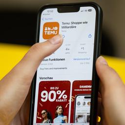 Temu App auf auf dem Bildschirm eines Telefons.